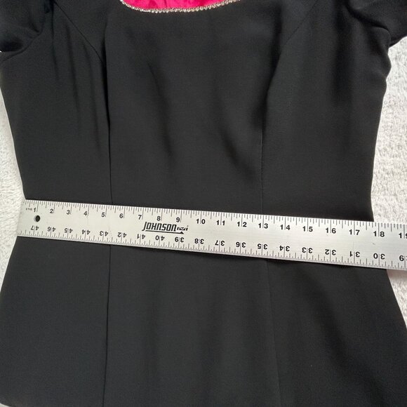 CDC Womens Black Short Sleeve Dress with Rhinestone Trim & Pink Lining Size 14 - Picture 8 of 10